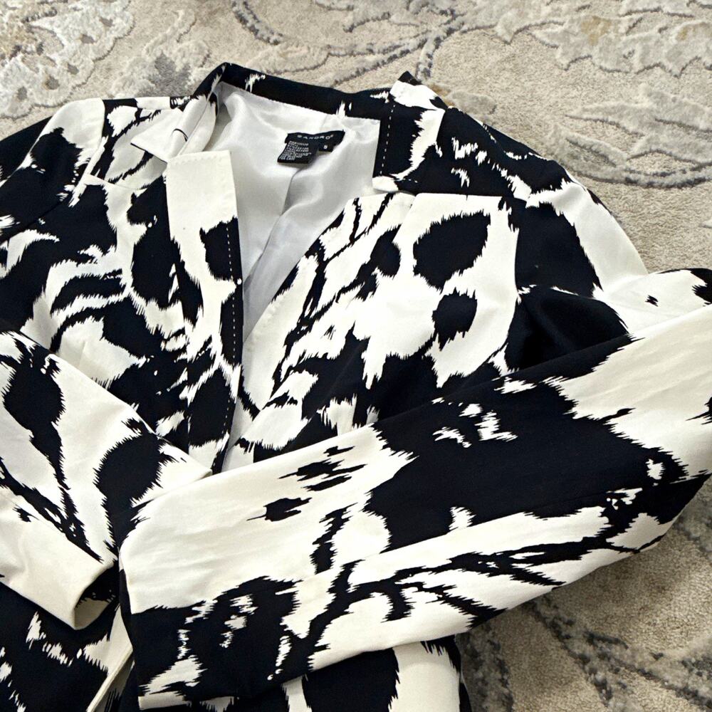Sandro Women’s Black/White Abstract Cotton Blend Twill Lined Jacket S Western